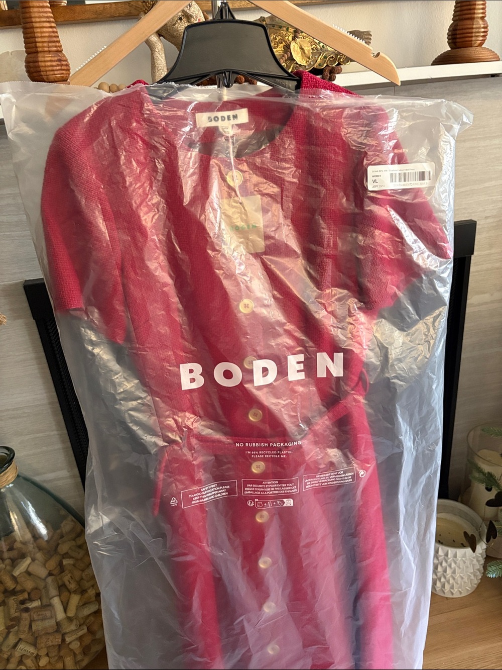 NWT Boden Charlotte Raspberry Red Button-Front Short Sleeve Belted Midi Dress - Picture 7 of 9